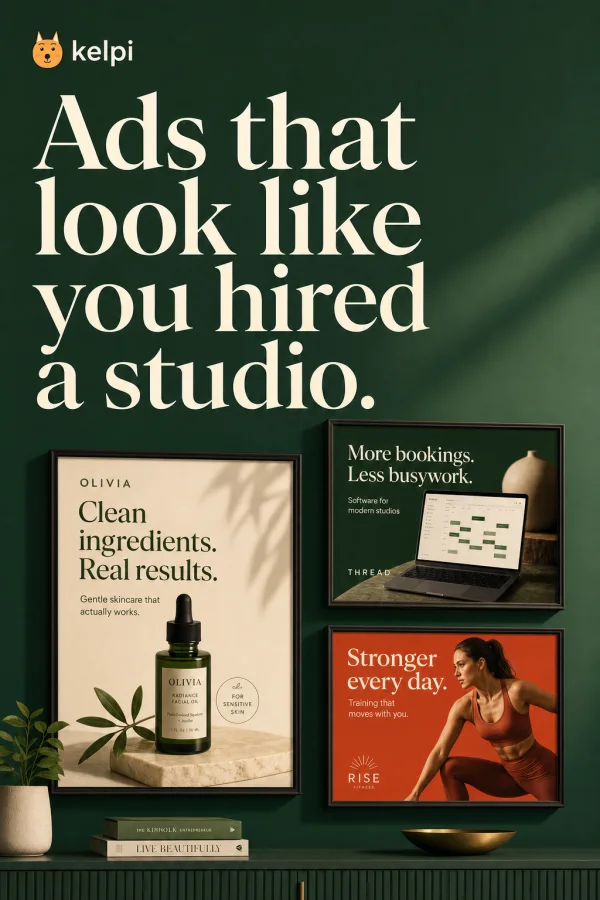 Kelpi ad creative: Ads that look like you hired a studio